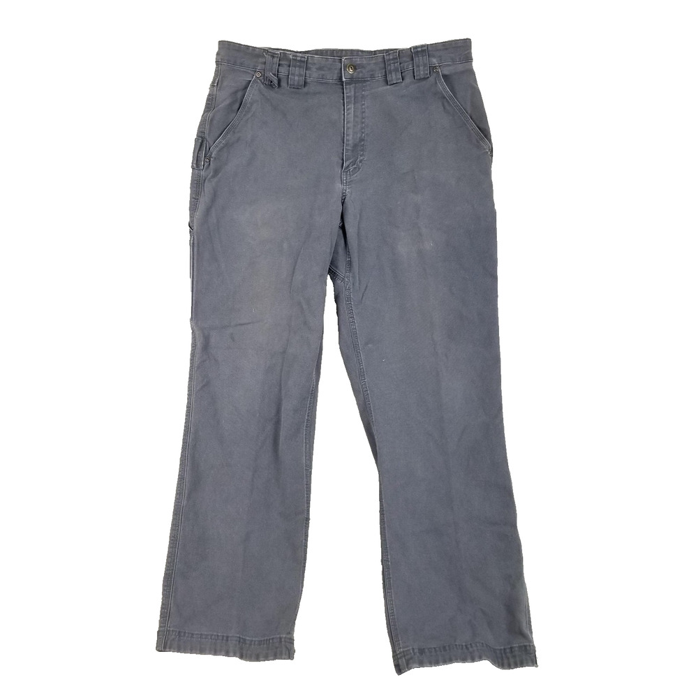 Duluth Trading Co Flex Fire Hose Pants Mens 38x32 Gray Canvas Work Utility